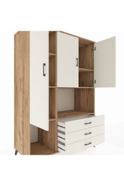 Kronos Dolap 6 Raflı 3 Çekmeceli 3 Kapaklı 132x59x195 Çam-Aytaşı/Aytaşı