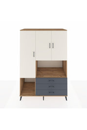 Kronos Dolap 6 Raflı 3 Çekmeceli 3 Kapaklı 132x59x195 Çam-Aytaşı/Antrasit