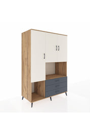 Kronos Dolap 6 Raflı 3 Çekmeceli 3 Kapaklı 132x59x195 Çam-Aytaşı/Antrasit