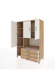 Kronos Dolap 6 Raflı 3 Çekmeceli 3 Kapaklı 132x59x195 Çam-Aytaşı/Çam