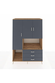 Kronos Dolap 6 Raflı 3 Çekmeceli 3 Kapaklı 132x59x195 Çam-Antrasit/Antrasit