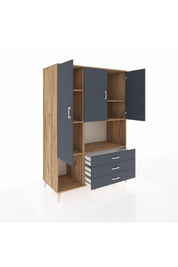 Kronos Dolap 6 Raflı 3 Çekmeceli 3 Kapaklı 132x59x195 Çam-Antrasit/Antrasit