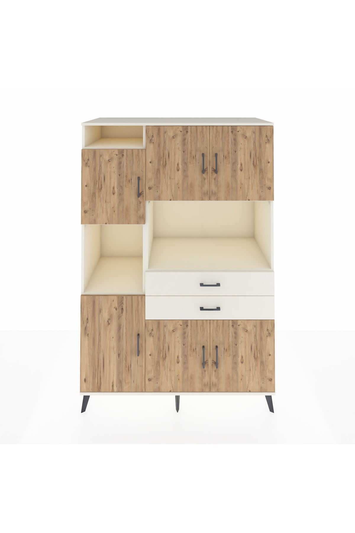 Kronos Dolap 8 Raflı 2 Çekmeceli 6 Kapaklı 132x59x195 Aytaşı-Çam/Aytaşı