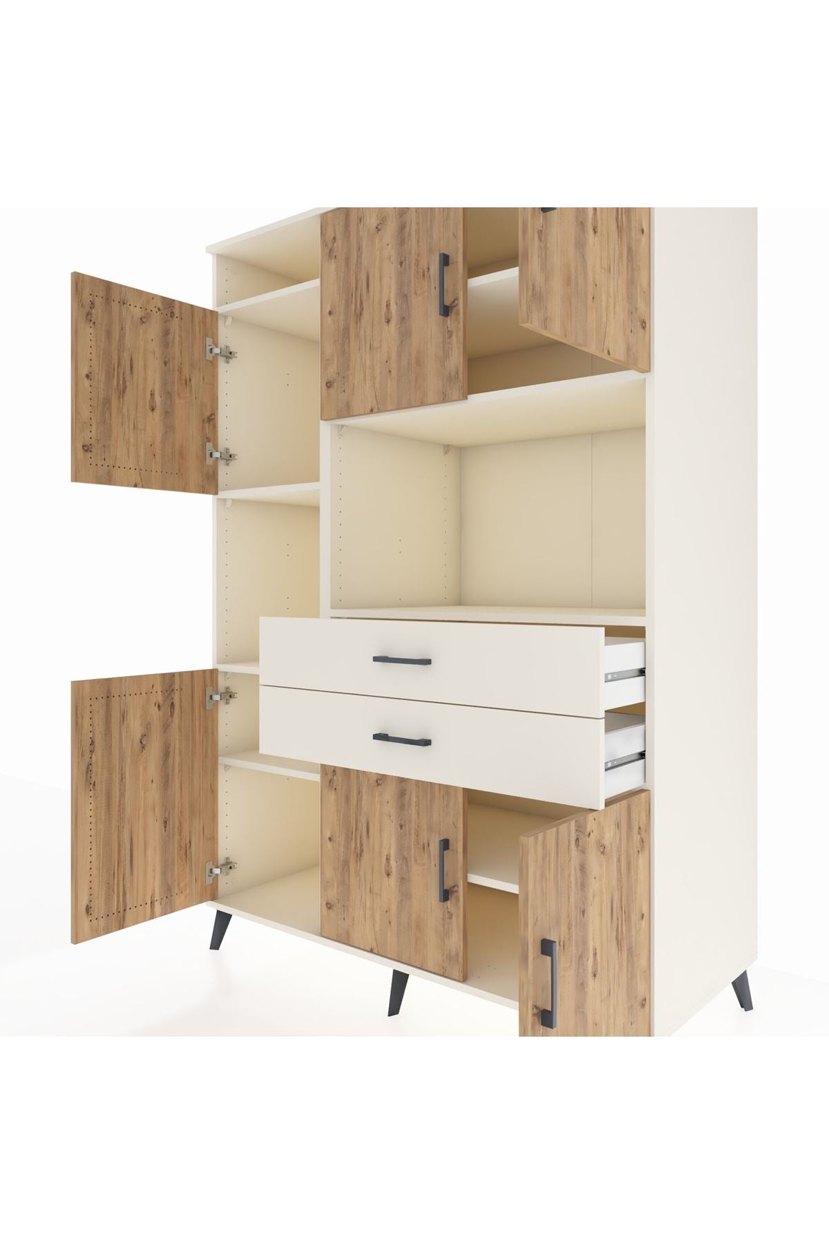 Kronos Dolap 8 Raflı 2 Çekmeceli 6 Kapaklı 132x59x195 Aytaşı-Çam/Aytaşı