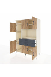 Kronos Dolap 8 Raflı 2 Çekmeceli 6 Kapaklı 132x59x195 Aytaşı-Çam/Antrasit