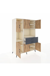 Kronos Dolap 8 Raflı 2 Çekmeceli 6 Kapaklı 132x59x195 Aytaşı-Çam/Antrasit