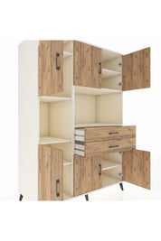 Kronos Dolap 8 Raflı 2 Çekmeceli 6 Kapaklı 132x59x195 Aytaşı-Çam/Çam