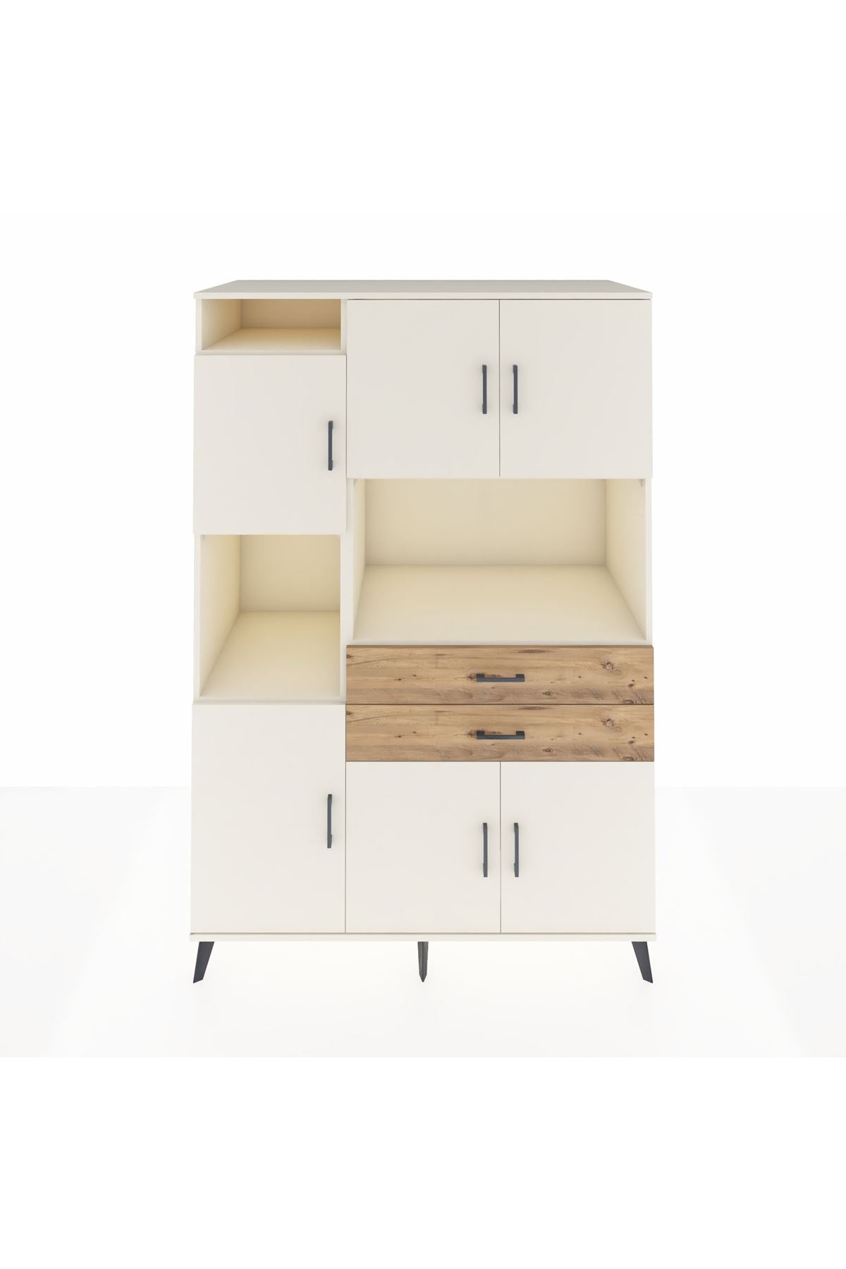 Kronos Dolap 8 Raflı 2 Çekmeceli 6 Kapaklı 132x59x195 Aytaşı-Aytaşı/Çam