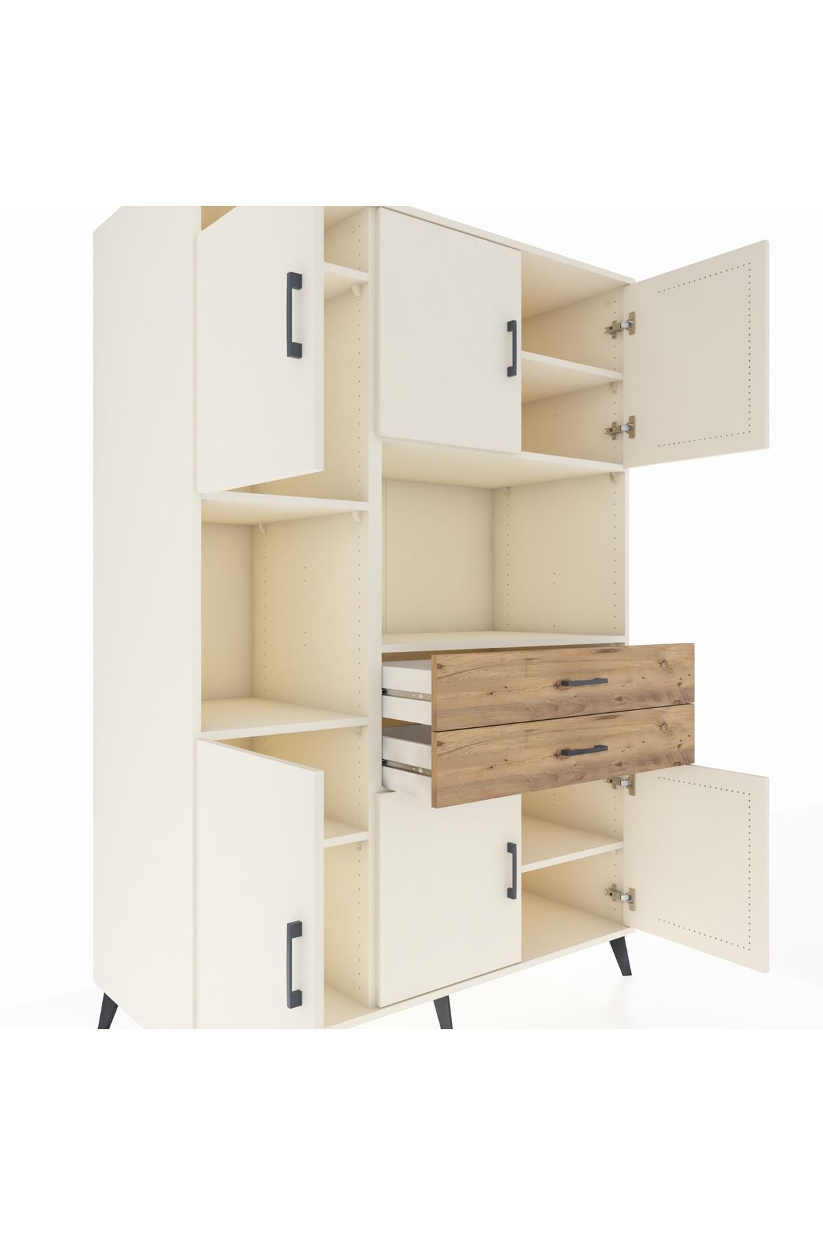 Kronos Dolap 8 Raflı 2 Çekmeceli 6 Kapaklı 132x59x195 Aytaşı-Aytaşı/Çam