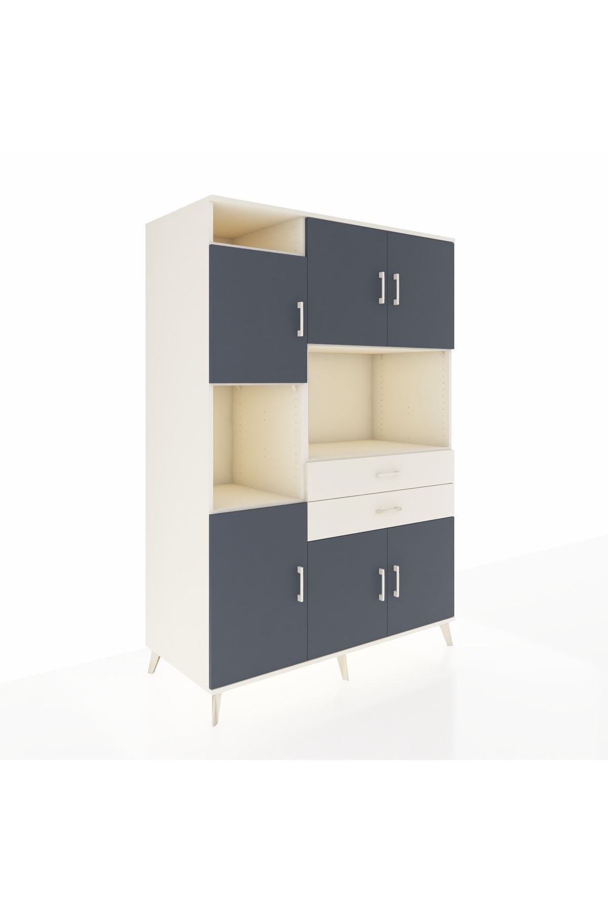 Kronos Dolap 8 Raflı 2 Çekmeceli 6 Kapaklı 132x59x195 Aytaşı-Antrasit/Aytaşı