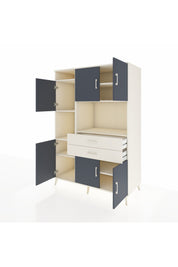 Kronos Dolap 8 Raflı 2 Çekmeceli 6 Kapaklı 132x59x195 Aytaşı-Antrasit/Aytaşı