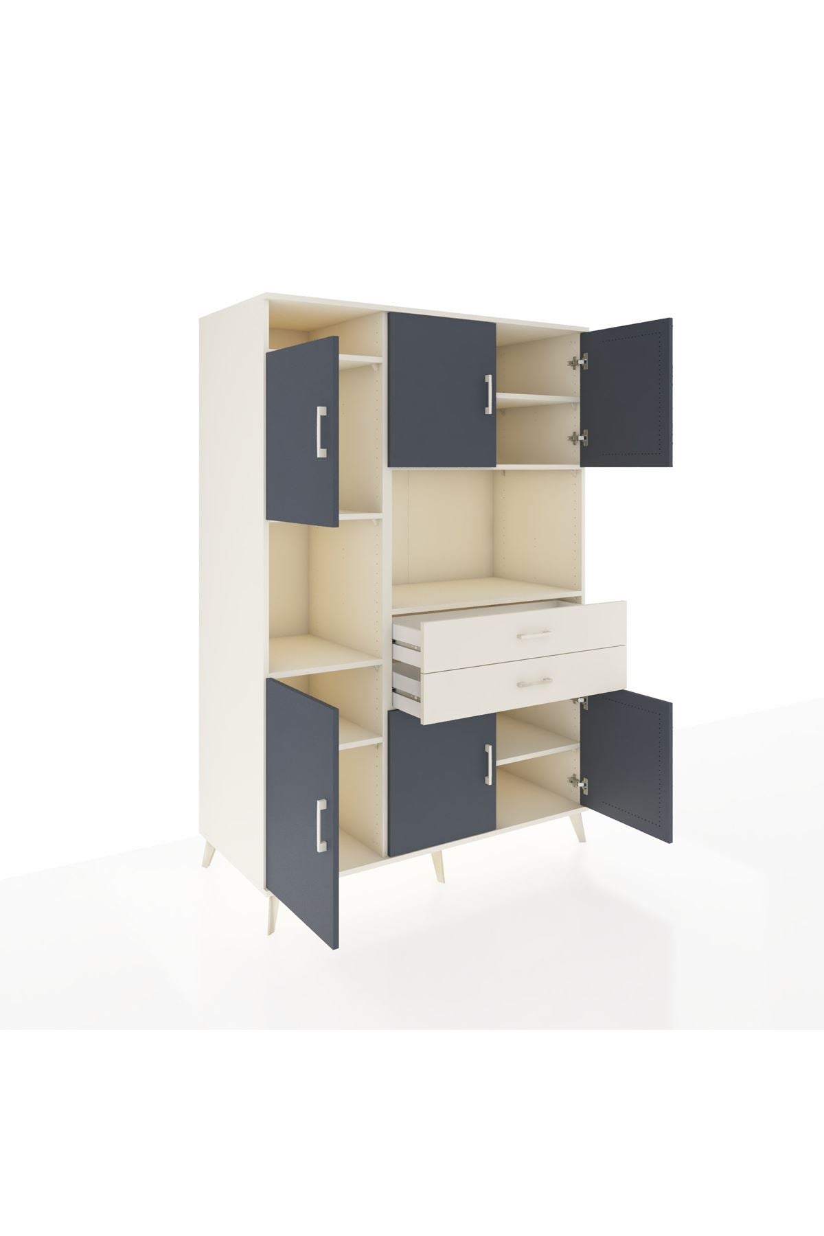 Kronos Dolap 8 Raflı 2 Çekmeceli 6 Kapaklı 132x59x195 Aytaşı-Antrasit/Aytaşı