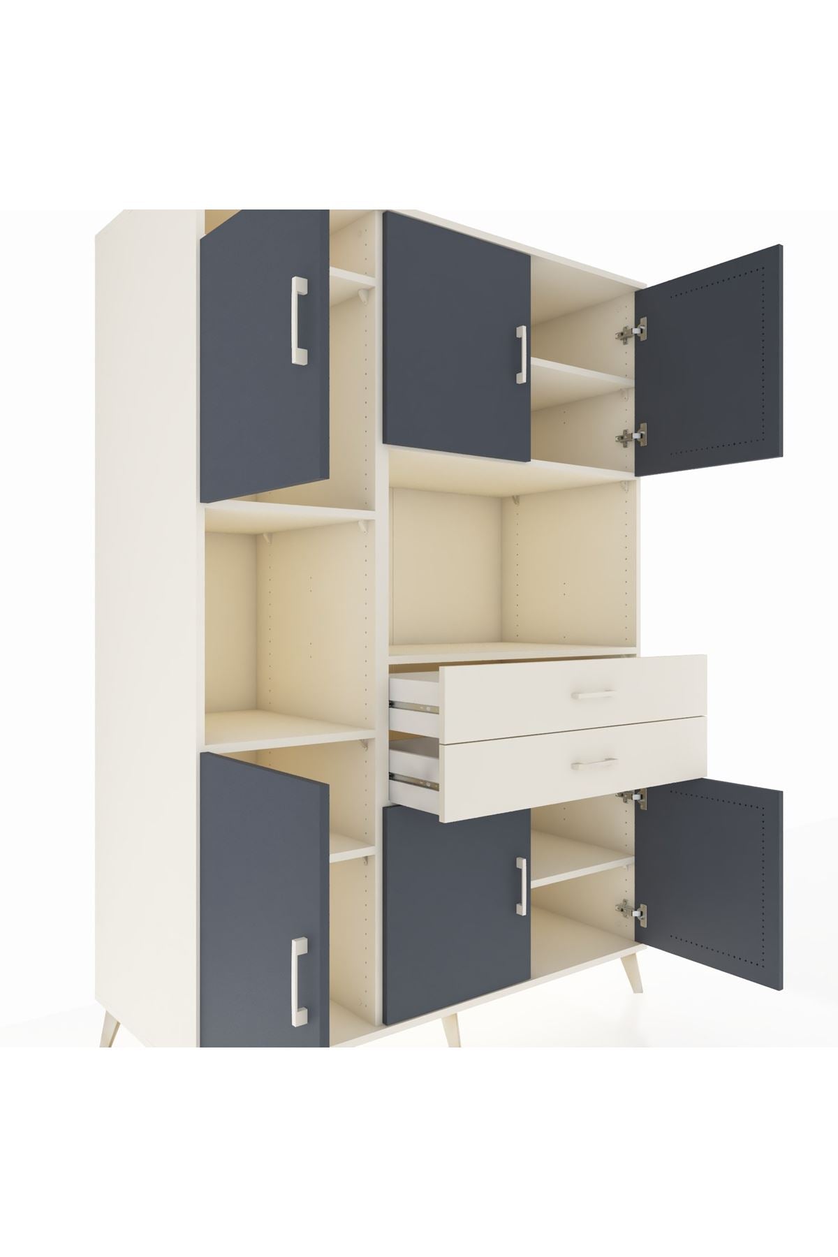 Kronos Dolap 8 Raflı 2 Çekmeceli 6 Kapaklı 132x59x195 Aytaşı-Antrasit/Aytaşı