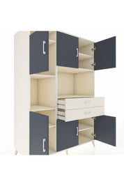 Kronos Dolap 8 Raflı 2 Çekmeceli 6 Kapaklı 132x59x195 Aytaşı-Antrasit/Aytaşı