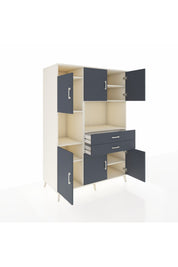 Kronos Dolap 8 Raflı 2 Çekmeceli 6 Kapaklı 132x59x195 Aytaşı-Antrasit/Antrasit