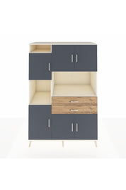 Kronos Dolap 8 Raflı 2 Çekmeceli 6 Kapaklı 132x59x195 Aytaşı-Antrasit/Çam