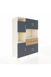 Kronos Dolap 8 Raflı 2 Çekmeceli 6 Kapaklı 132x59x195 Aytaşı-Antrasit/Çam