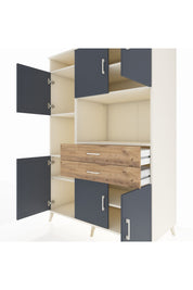 Kronos Dolap 8 Raflı 2 Çekmeceli 6 Kapaklı 132x59x195 Aytaşı-Antrasit/Çam