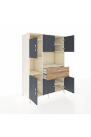 Kronos Dolap 8 Raflı 2 Çekmeceli 6 Kapaklı 132x59x195 Aytaşı-Antrasit/Çam