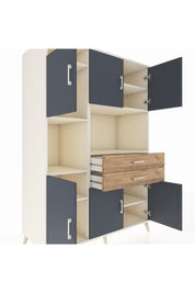 Kronos Dolap 8 Raflı 2 Çekmeceli 6 Kapaklı 132x59x195 Aytaşı-Antrasit/Çam