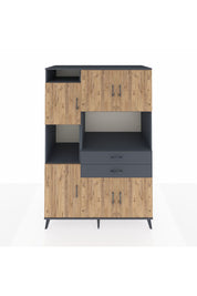 Kronos Dolap 8 Raflı 2 Çekmeceli 6 Kapaklı 132x59x195 Antrasit-Çam/Antrasit