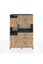 Kronos Dolap 8 Raflı 2 Çekmeceli 6 Kapaklı 132x59x195 Antrasit-Çam/Çam