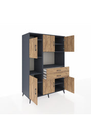 Kronos Dolap 8 Raflı 2 Çekmeceli 6 Kapaklı 132x59x195 Antrasit-Çam/Çam