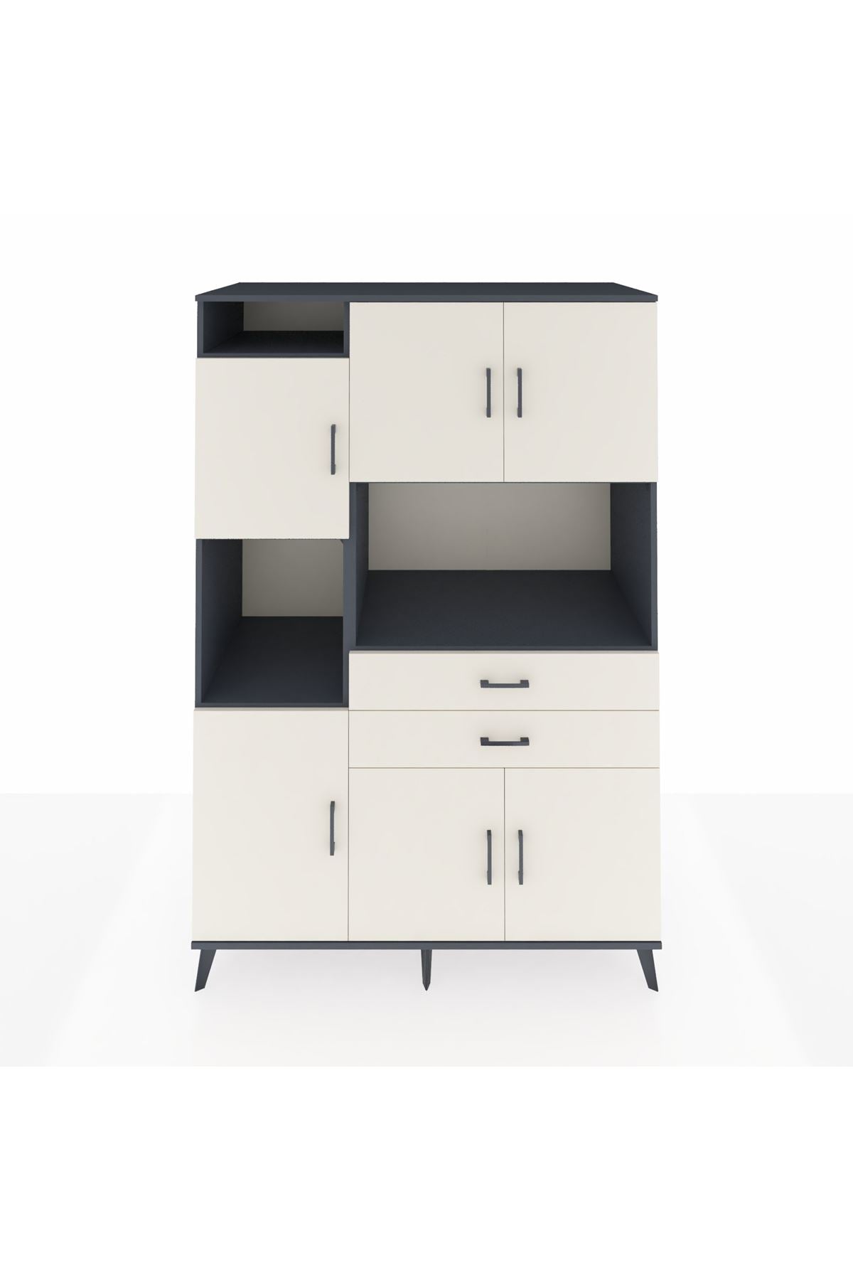 Kronos Dolap 8 Raflı 2 Çekmeceli 6 Kapaklı 132x59x195 Antrasit-Aytaşı/Aytaşı