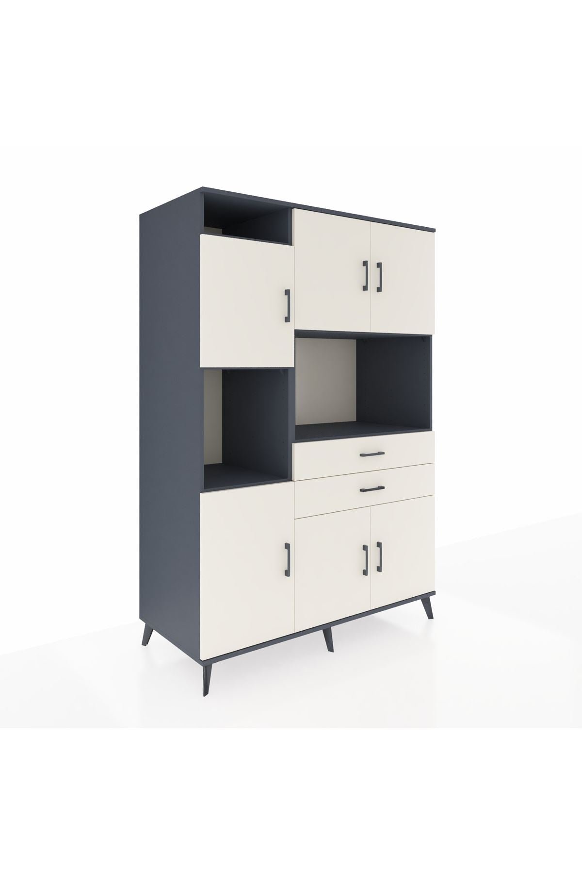 Kronos Dolap 8 Raflı 2 Çekmeceli 6 Kapaklı 132x59x195 Antrasit-Aytaşı/Aytaşı
