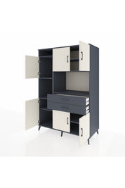 Kronos Dolap 8 Raflı 2 Çekmeceli 6 Kapaklı 132x59x195 Antrasit-Aytaşı/Antrasit