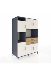 Kronos Dolap 8 Raflı 2 Çekmeceli 6 Kapaklı 132x59x195 Antrasit-Aytaşı/Çam