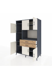 Kronos Dolap 8 Raflı 2 Çekmeceli 6 Kapaklı 132x59x195 Antrasit-Aytaşı/Çam