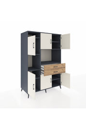 Kronos Dolap 8 Raflı 2 Çekmeceli 6 Kapaklı 132x59x195 Antrasit-Aytaşı/Çam