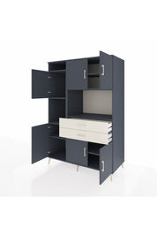 Kronos Dolap 8 Raflı 2 Çekmeceli 6 Kapaklı 132x59x195 Antrasit-Antrasit/Aytaşı