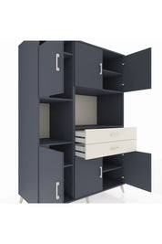 Kronos Dolap 8 Raflı 2 Çekmeceli 6 Kapaklı 132x59x195 Antrasit-Antrasit/Aytaşı