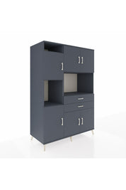 Kronos Dolap 8 Raflı 2 Çekmeceli 6 Kapaklı 132x59x195 Antrasit-Antrasit/Antrasit