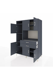 Kronos Dolap 8 Raflı 2 Çekmeceli 6 Kapaklı 132x59x195 Antrasit-Antrasit/Antrasit