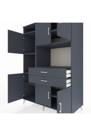 Kronos Dolap 8 Raflı 2 Çekmeceli 6 Kapaklı 132x59x195 Antrasit-Antrasit/Antrasit