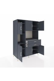 Kronos Dolap 8 Raflı 2 Çekmeceli 6 Kapaklı 132x59x195 Antrasit-Antrasit/Antrasit