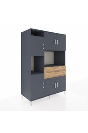 Kronos Dolap 8 Raflı 2 Çekmeceli 6 Kapaklı 132x59x195 Antrasit-Antrasit/Çam