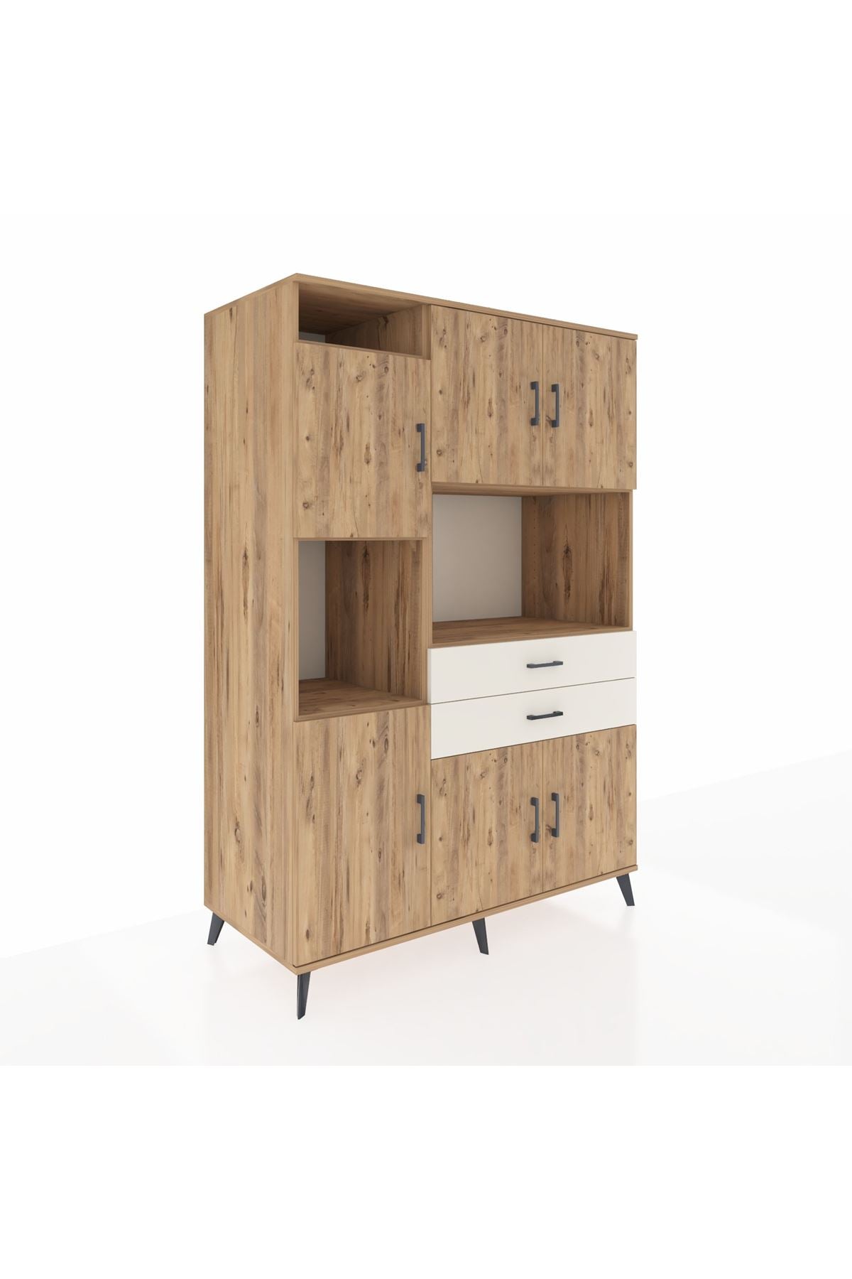 Kronos Dolap 8 Raflı 2 Çekmeceli 6 Kapaklı 132x59x195 Çam-Çam/Aytaşı