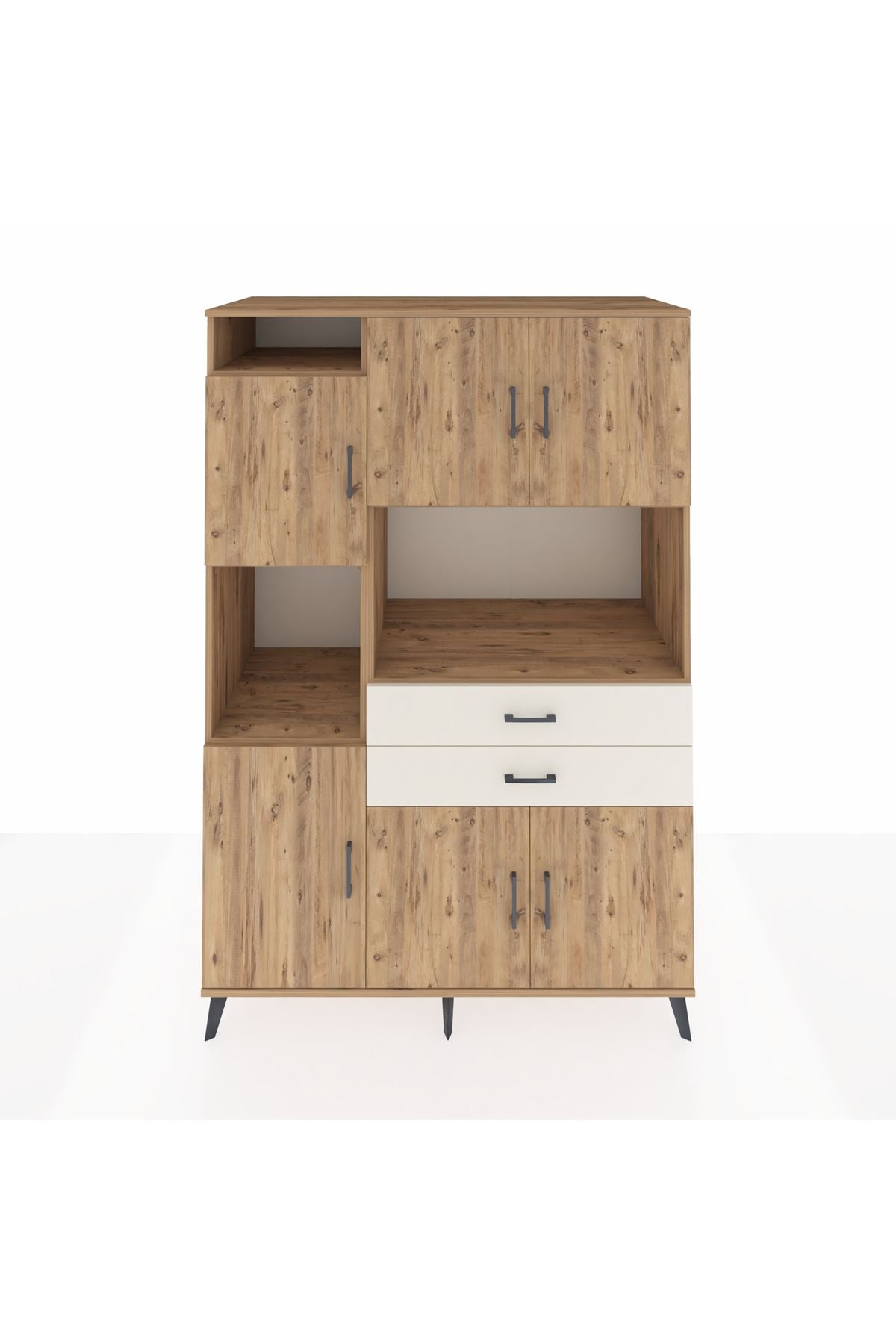 Kronos Dolap 8 Raflı 2 Çekmeceli 6 Kapaklı 132x59x195 Çam-Çam/Aytaşı