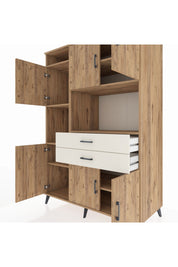 Kronos Dolap 8 Raflı 2 Çekmeceli 6 Kapaklı 132x59x195 Çam-Çam/Aytaşı