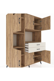 Kronos Dolap 8 Raflı 2 Çekmeceli 6 Kapaklı 132x59x195 Çam-Çam/Aytaşı