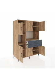 Kronos Dolap 8 Raflı 2 Çekmeceli 6 Kapaklı 132x59x195 Çam-Çam/Antrasit