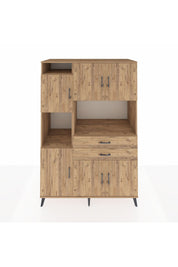 Kronos Dolap 8 Raflı 2 Çekmeceli 6 Kapaklı 132x59x195 Çam-Çam/Çam