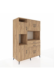 Kronos Dolap 8 Raflı 2 Çekmeceli 6 Kapaklı 132x59x195 Çam-Çam/Çam