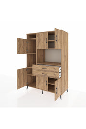 Kronos Dolap 8 Raflı 2 Çekmeceli 6 Kapaklı 132x59x195 Çam-Çam/Çam