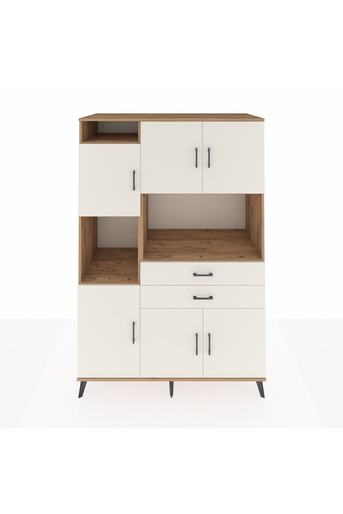 Kronos Dolap 8 Raflı 2 Çekmeceli 6 Kapaklı 132x59x195 Çam-Aytaşı/Aytaşı