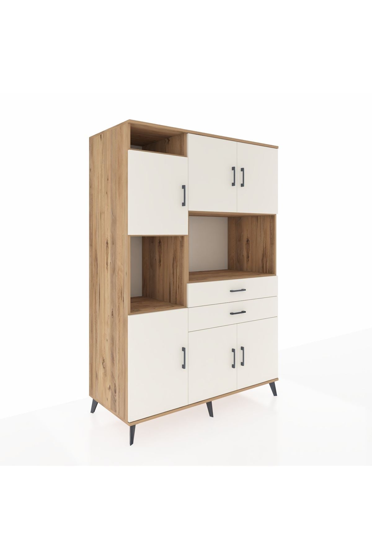 Kronos Dolap 8 Raflı 2 Çekmeceli 6 Kapaklı 132x59x195 Çam-Aytaşı/Aytaşı